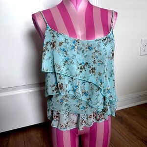 Rumors Floral Mint‎ Green Tank Top Size Medium